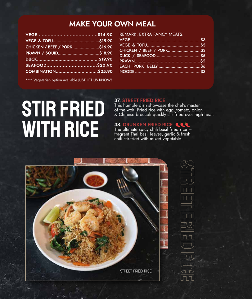 Menu, Khao Hom Thai Restaurant