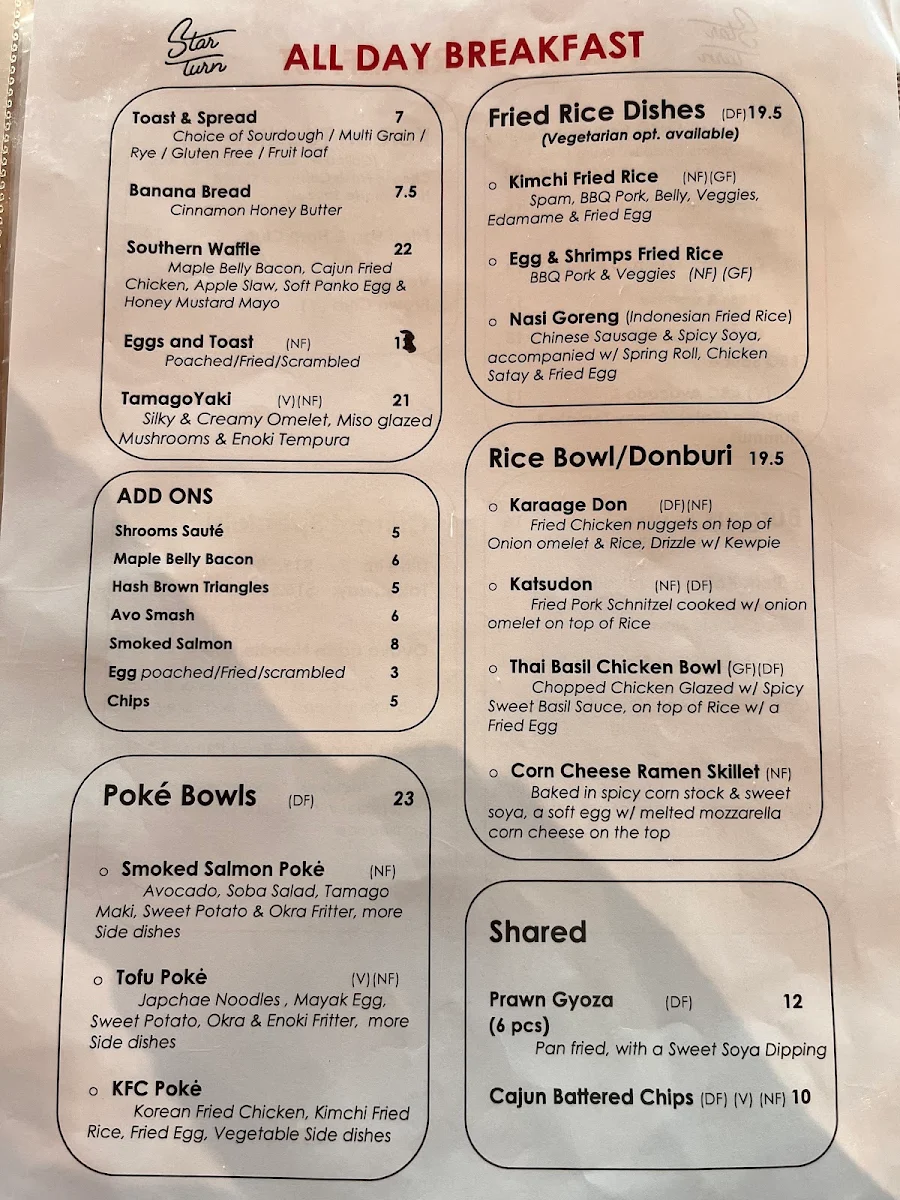 Menu, Star Turn