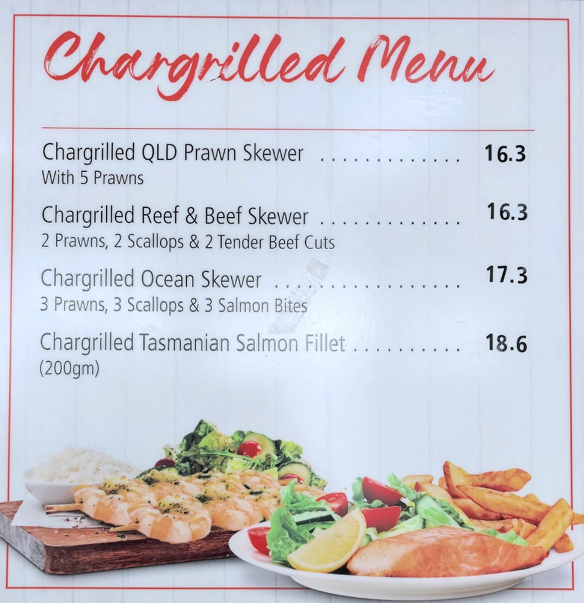 Menu, seafood market @ CALOUNDRA
