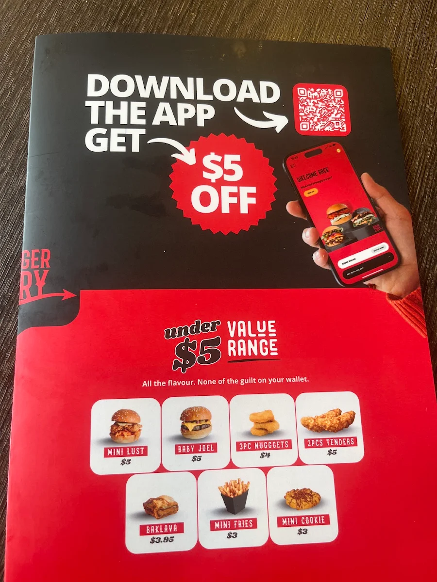 Menu, Burgertory - Prahran