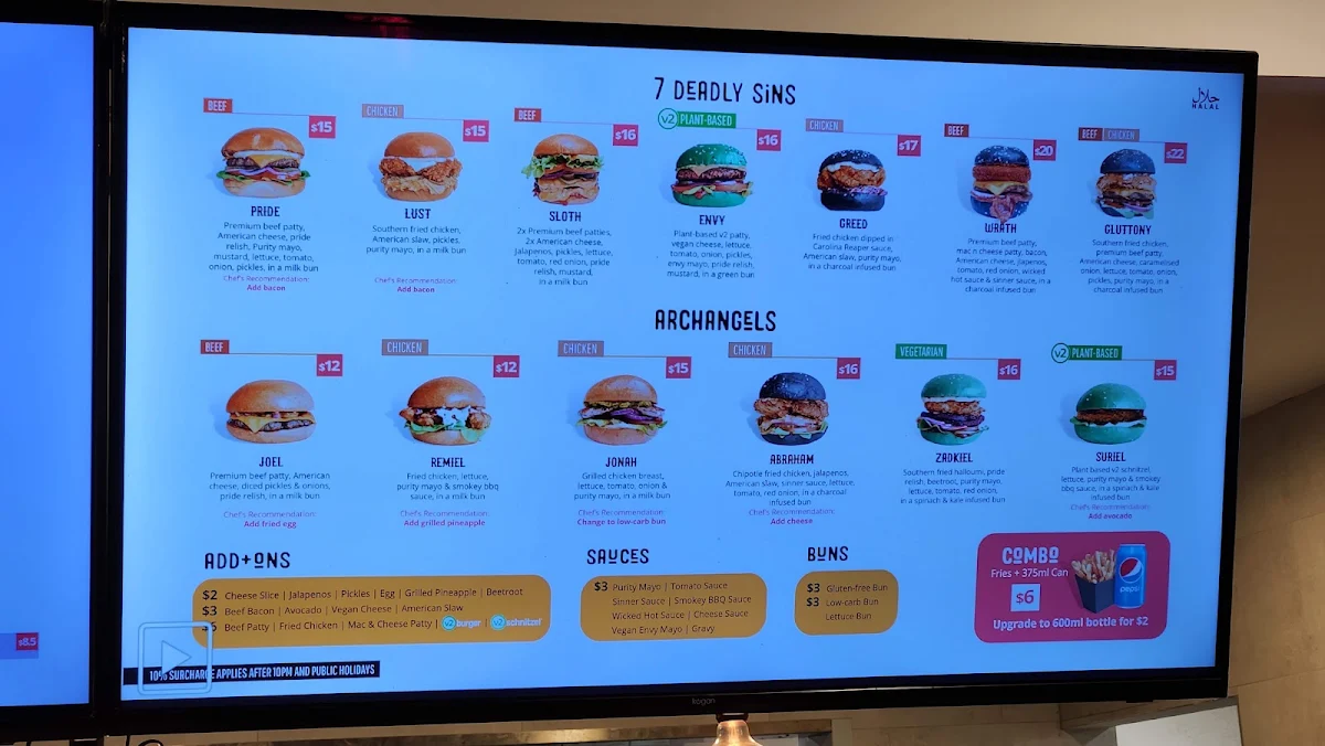 Menu, Burgertory - Prahran