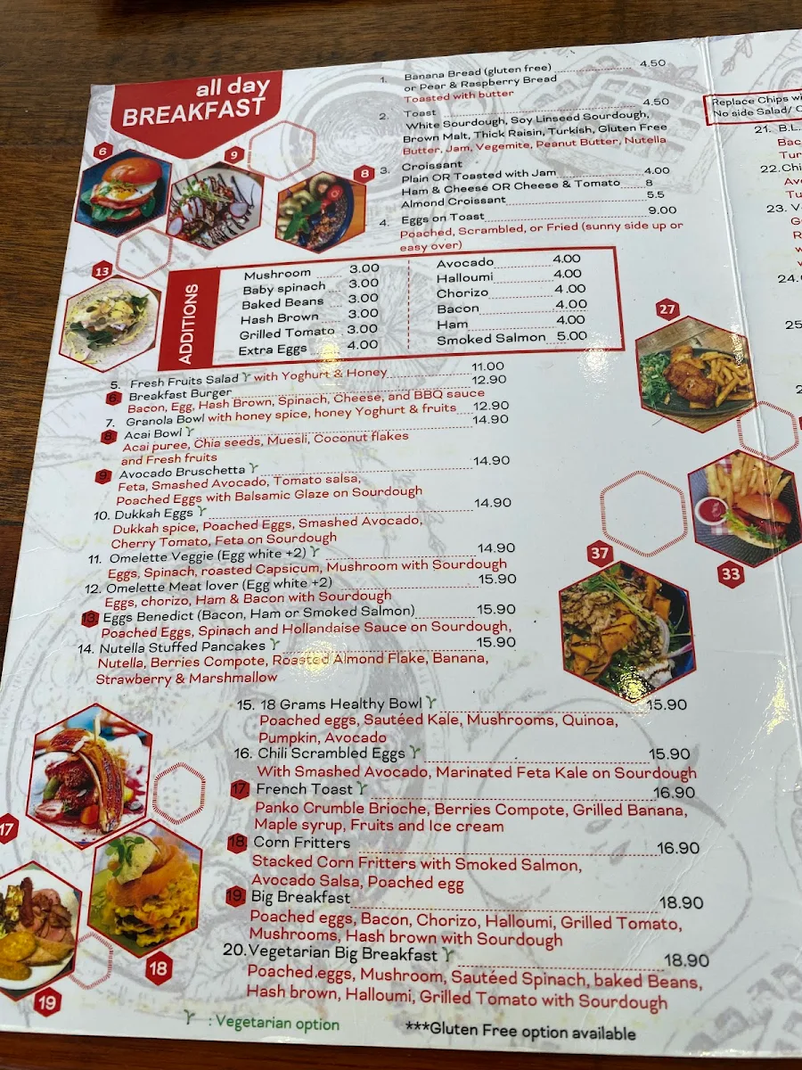 Menu, 18 Grams Kogarah