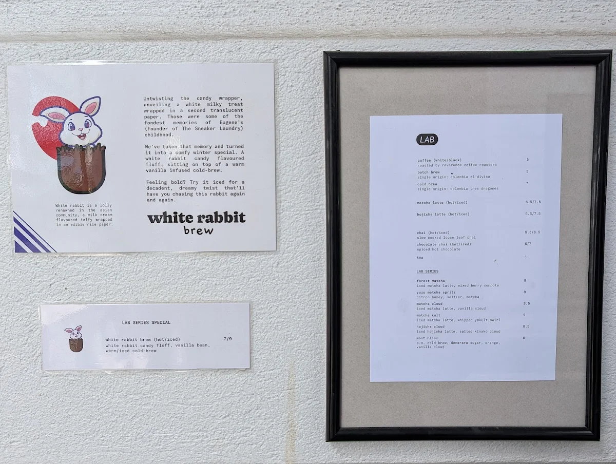 Menu, Sneaker Laundry LAB (Cafe)