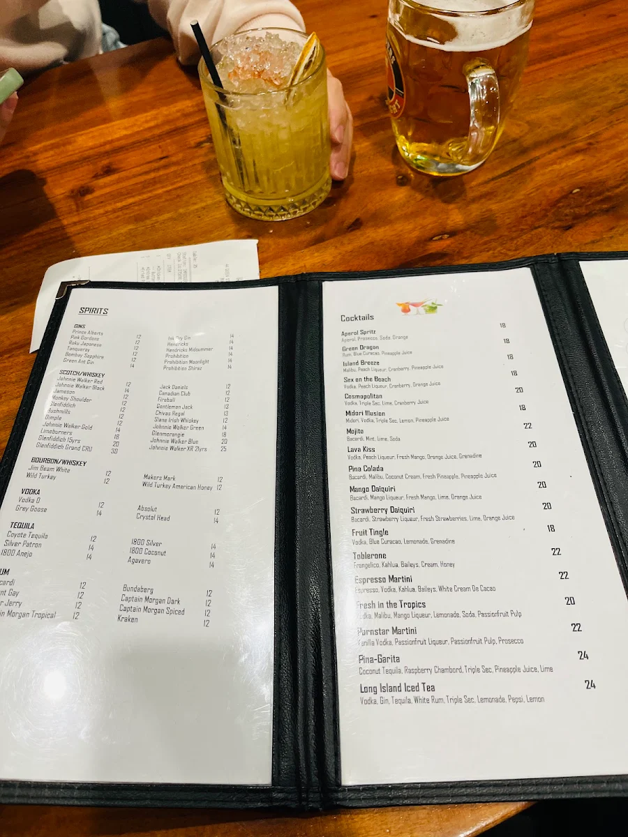 Menu, The Vasse Tavern