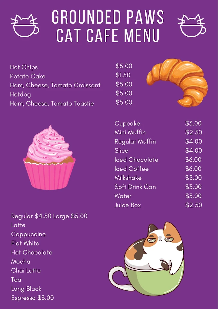 Menu, Grounded Paws Cat Cafe