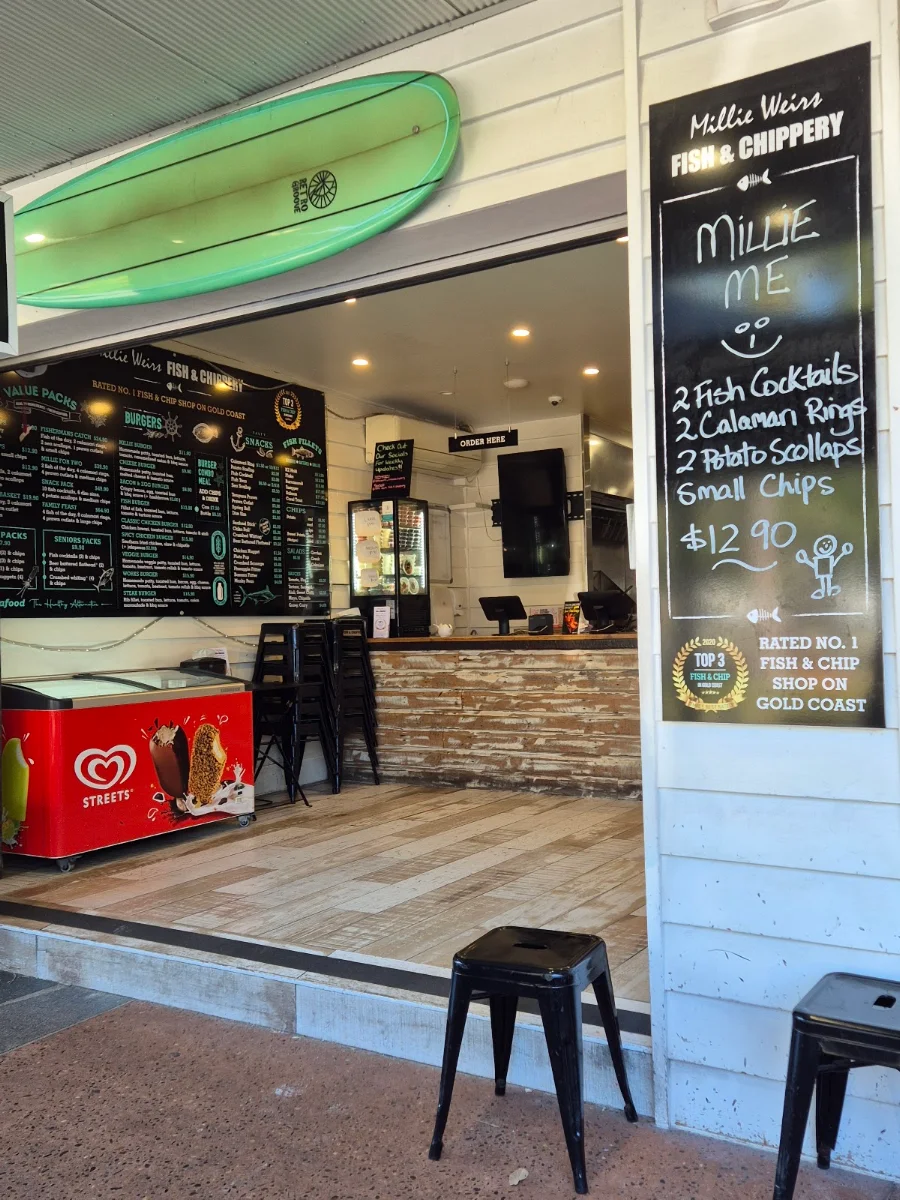 Menu, Millies Fish and Chips