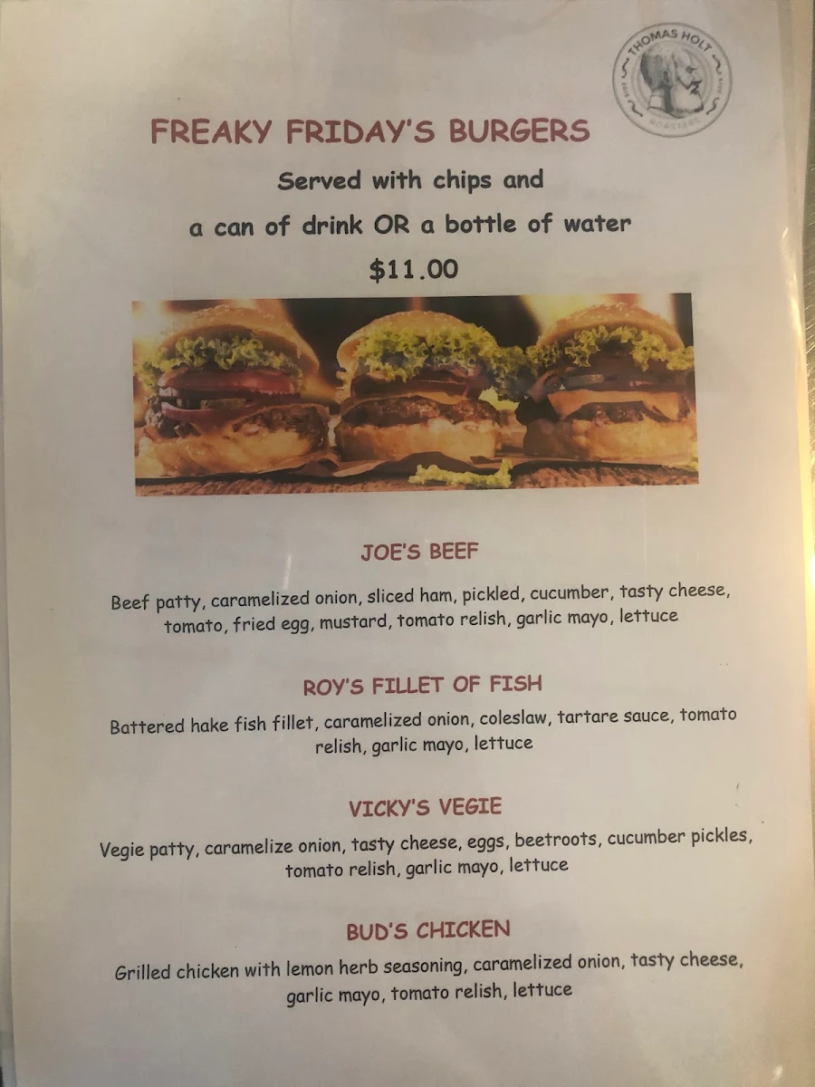 Menu, Thomas Holt Roasters