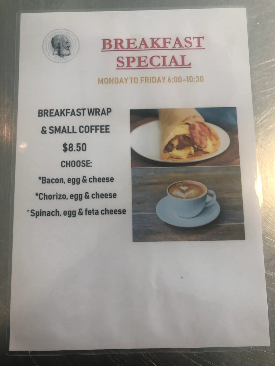 Menu, Thomas Holt Roasters