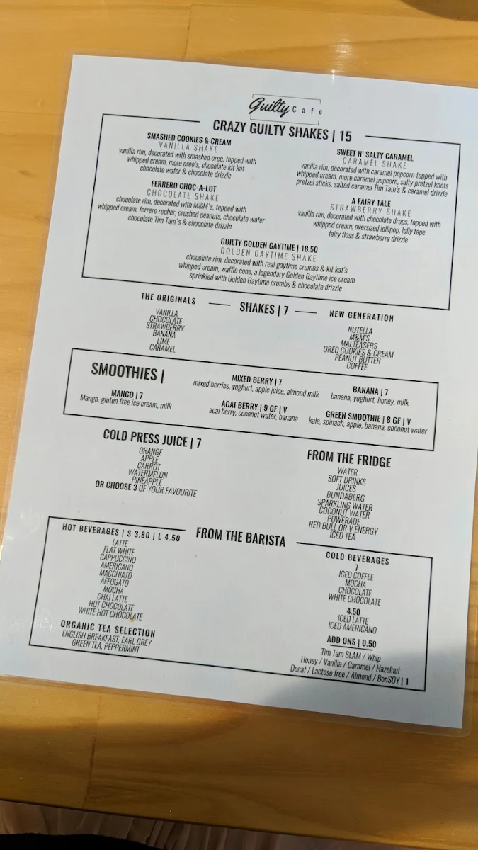 Menu, Bancroft Roasters Currumbin
