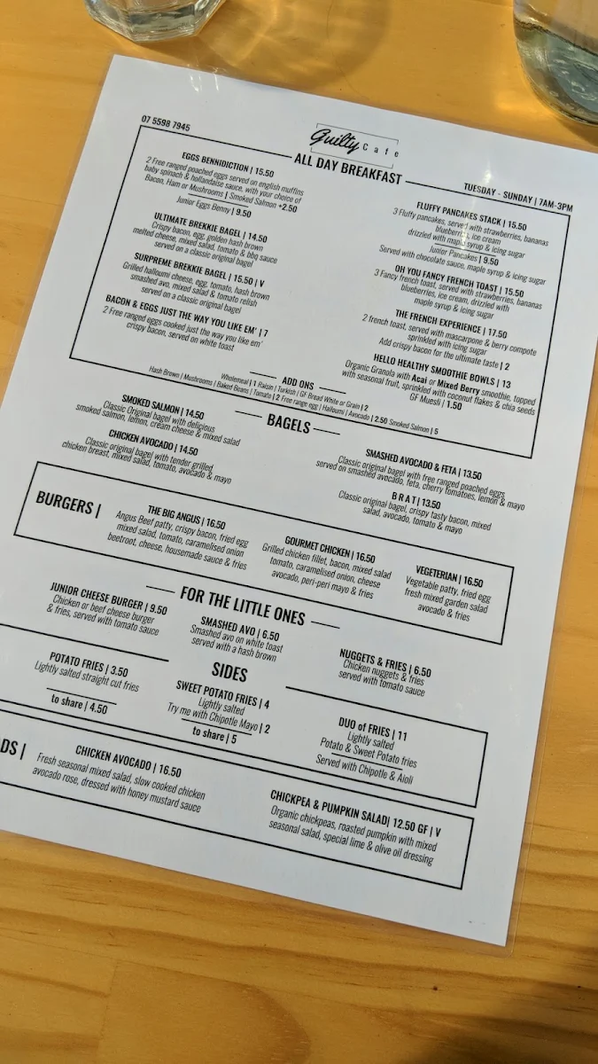 Menu, Bancroft Roasters Currumbin