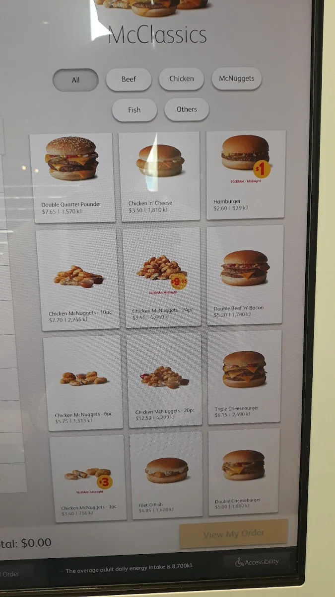 Menu, McDonald's Guildford