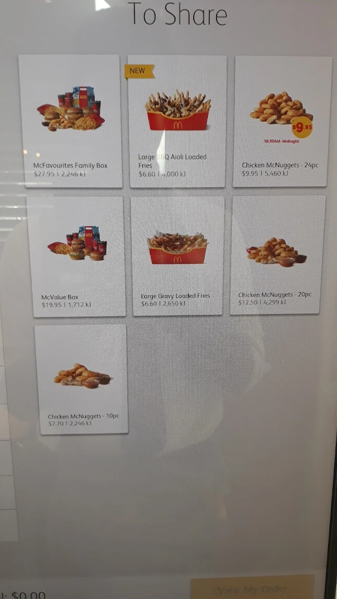 Menu, McDonald's Guildford