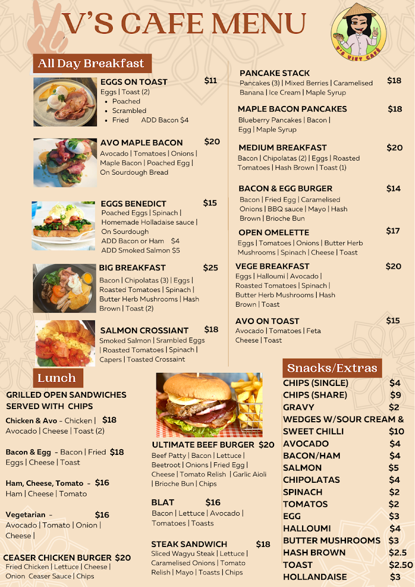 Menu, V’s Viet Cafe