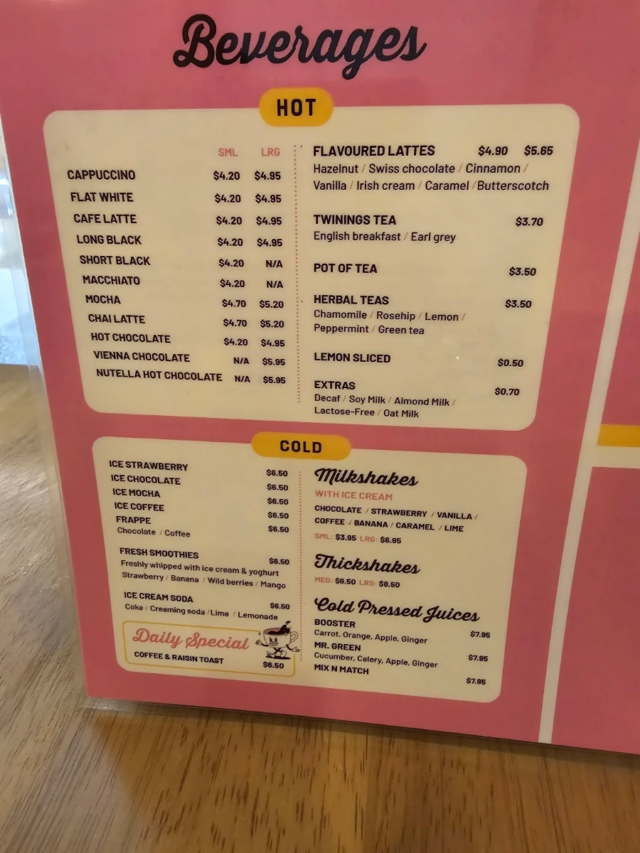 Menu, Specialty Donuts Oran Park