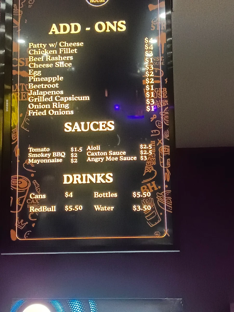 Menu, Caxton St Burger House