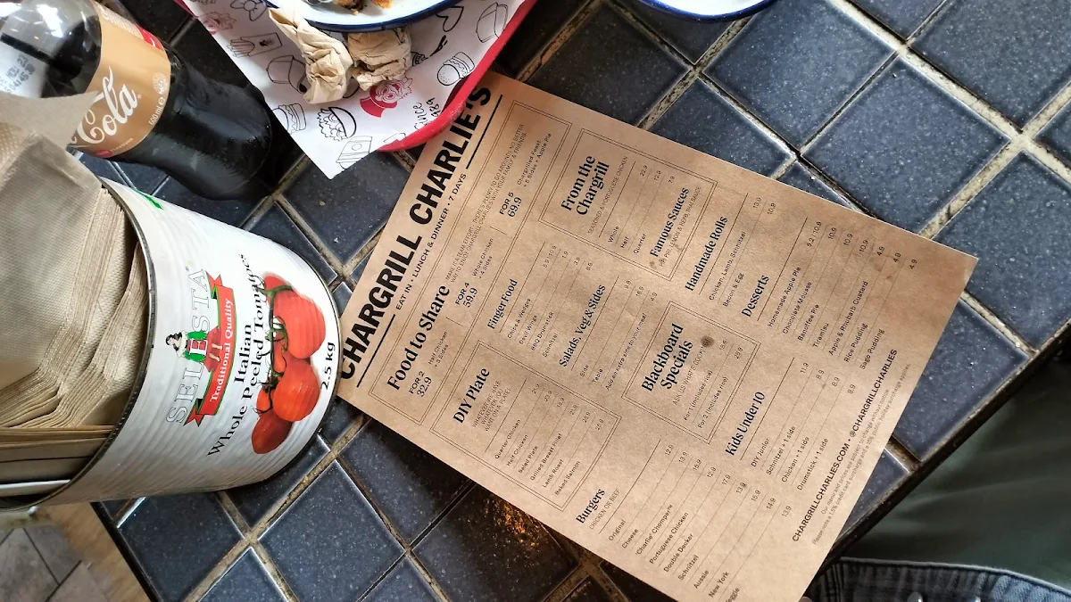 Menu, Chargrill Charlie's Rose Bay