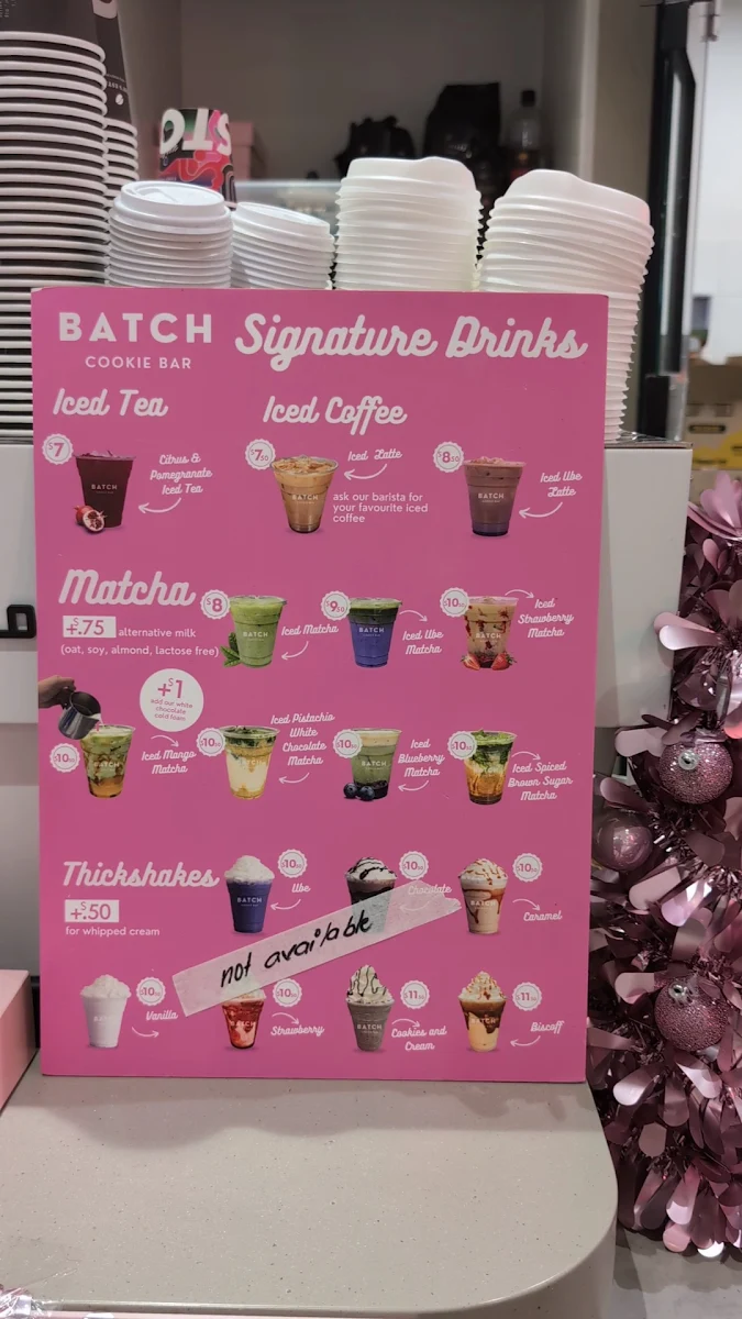 Menu, Batch Cookie Bar x Lunar Pies