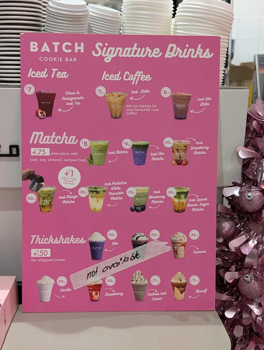 Menu, Batch Cookie Bar x Lunar Pies