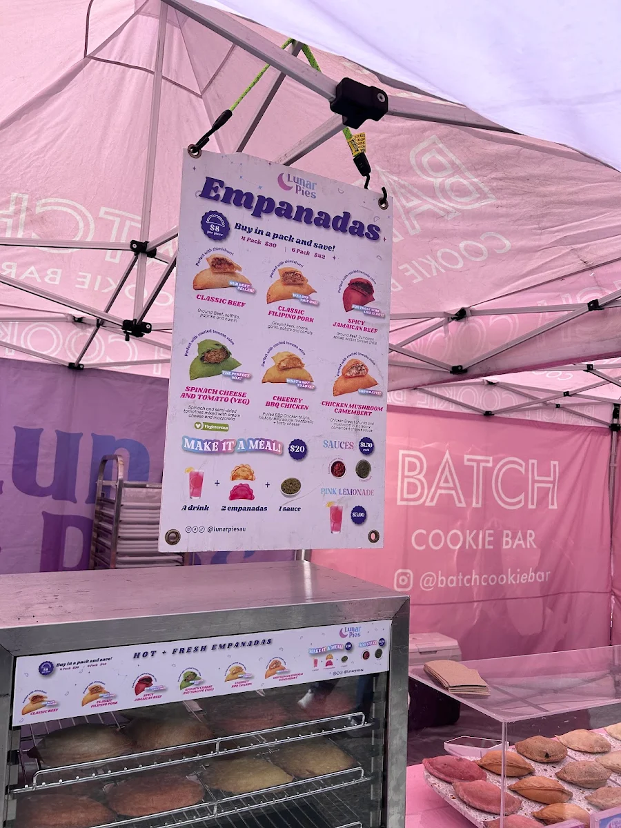 Menu, Batch Cookie Bar x Lunar Pies