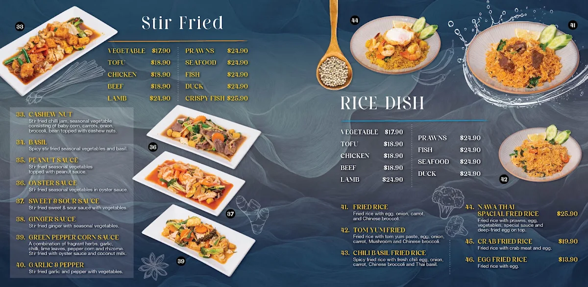 Menu, Nawa Thai Restaurant