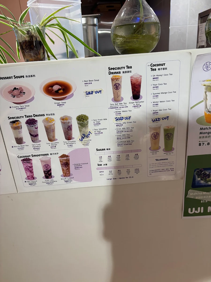 Menu, Taro Yuan