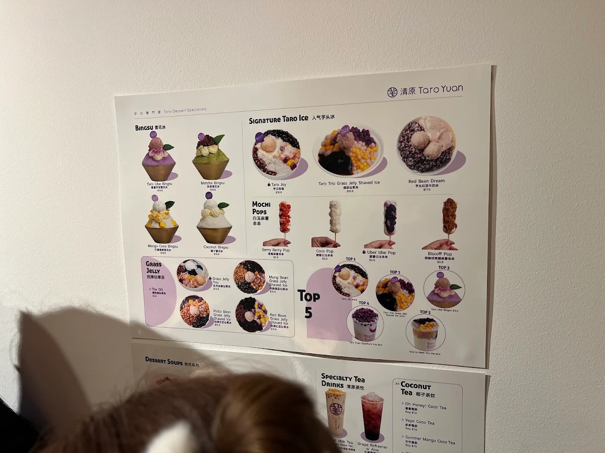 Menu, Taro Yuan