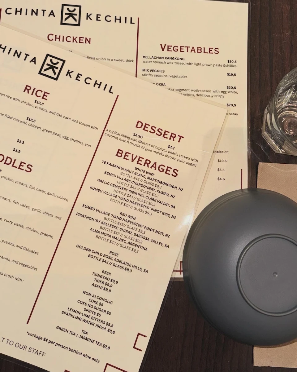 Menu, Chinta Kechil