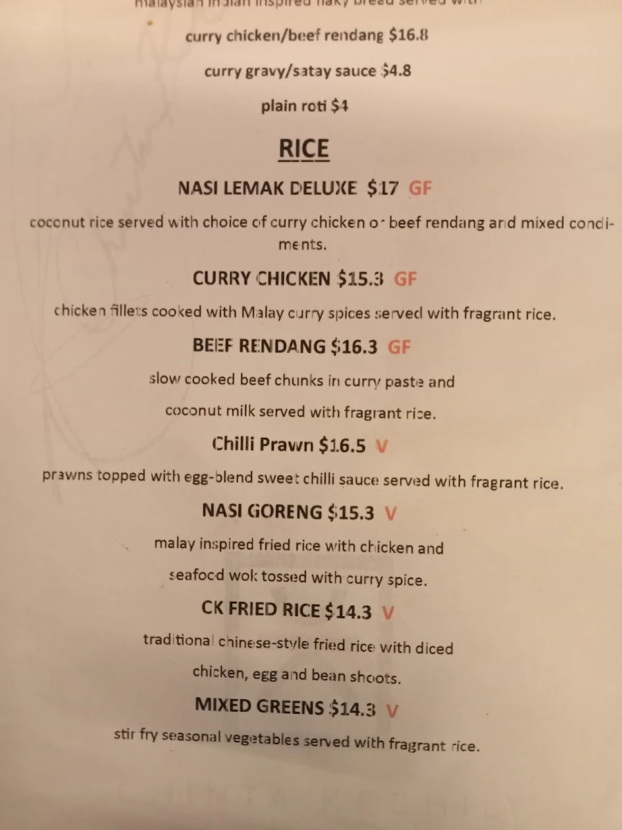 Menu, Chinta Kechil