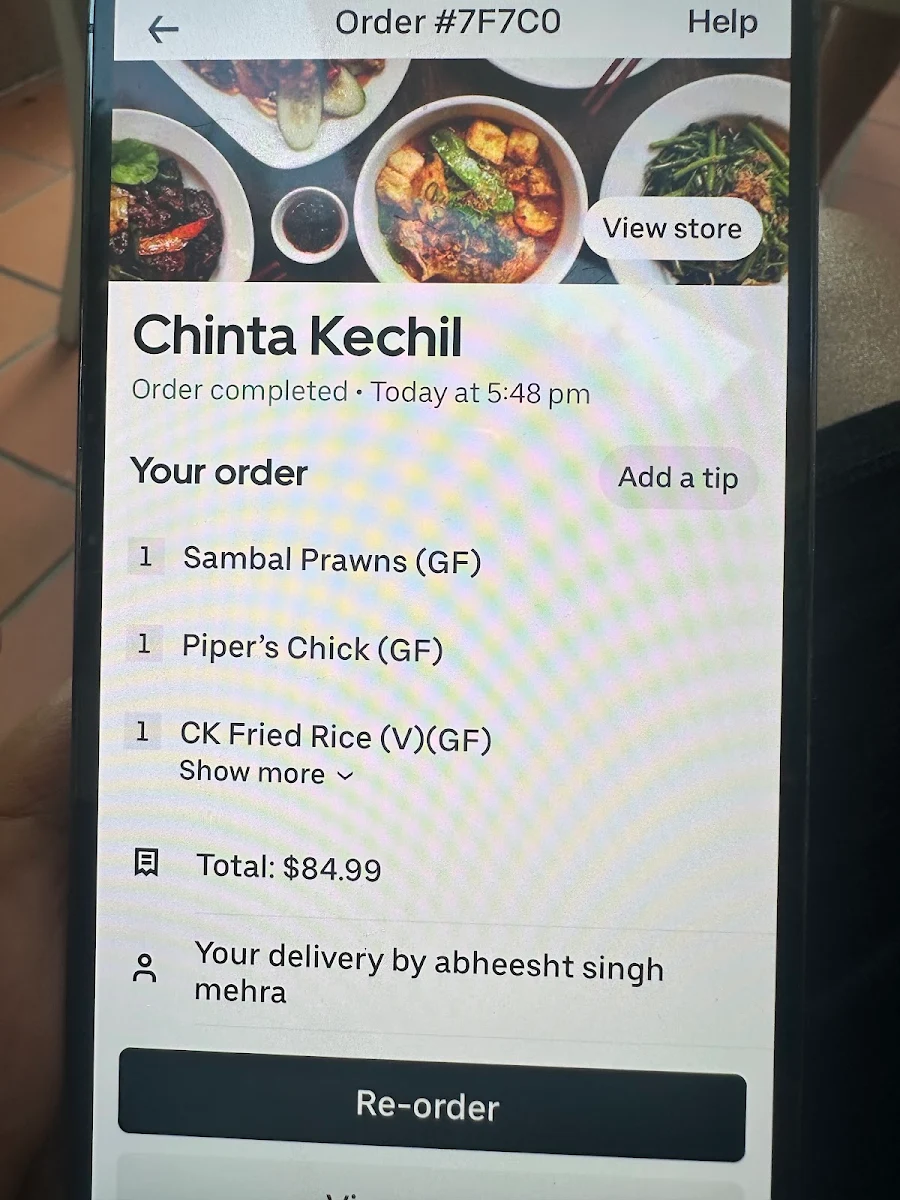 Menu, Chinta Kechil