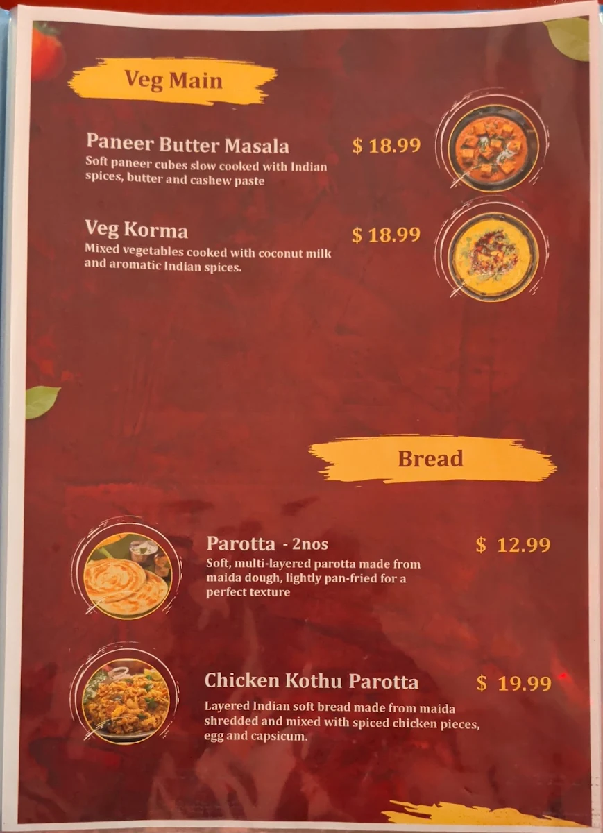 Menu, Biryani Paradise Townsville