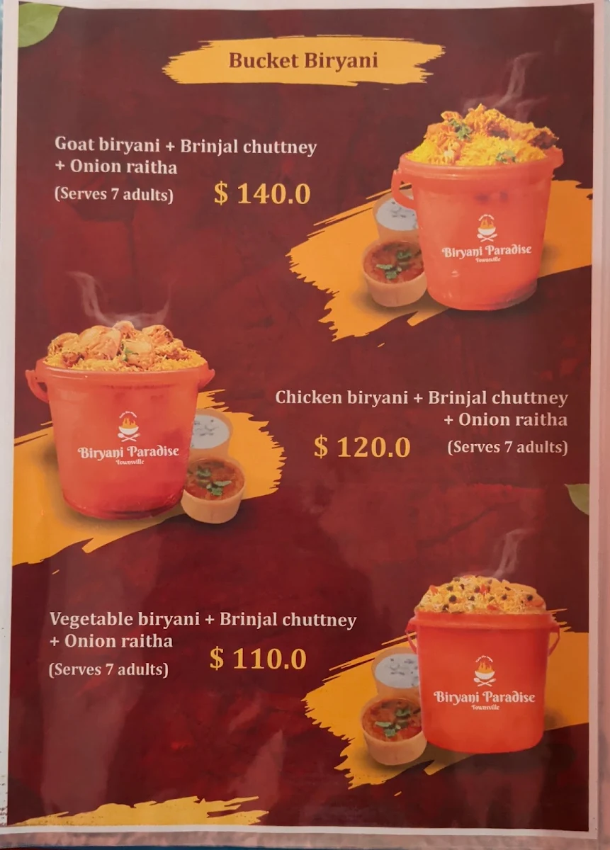 Menu, Biryani Paradise Townsville