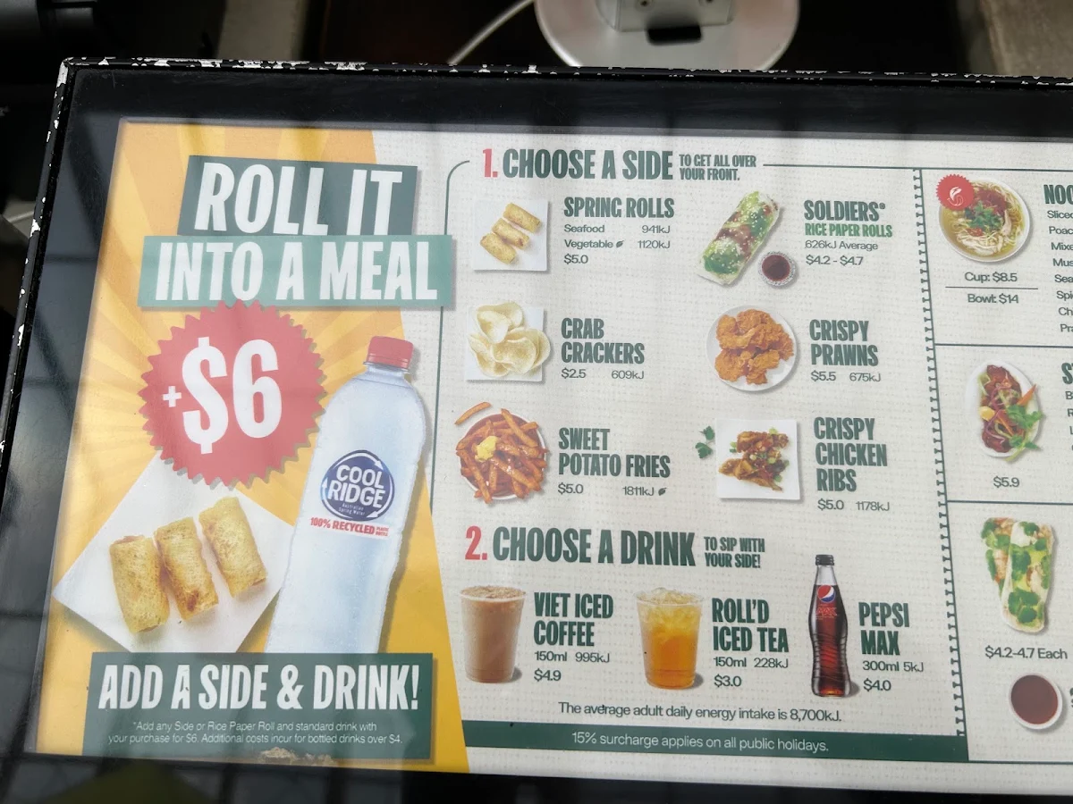 Menu, Roll'd Frankston
