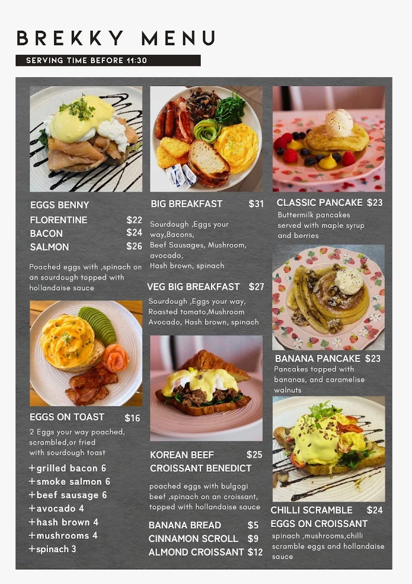 Menu, YY Cafe and restaurant