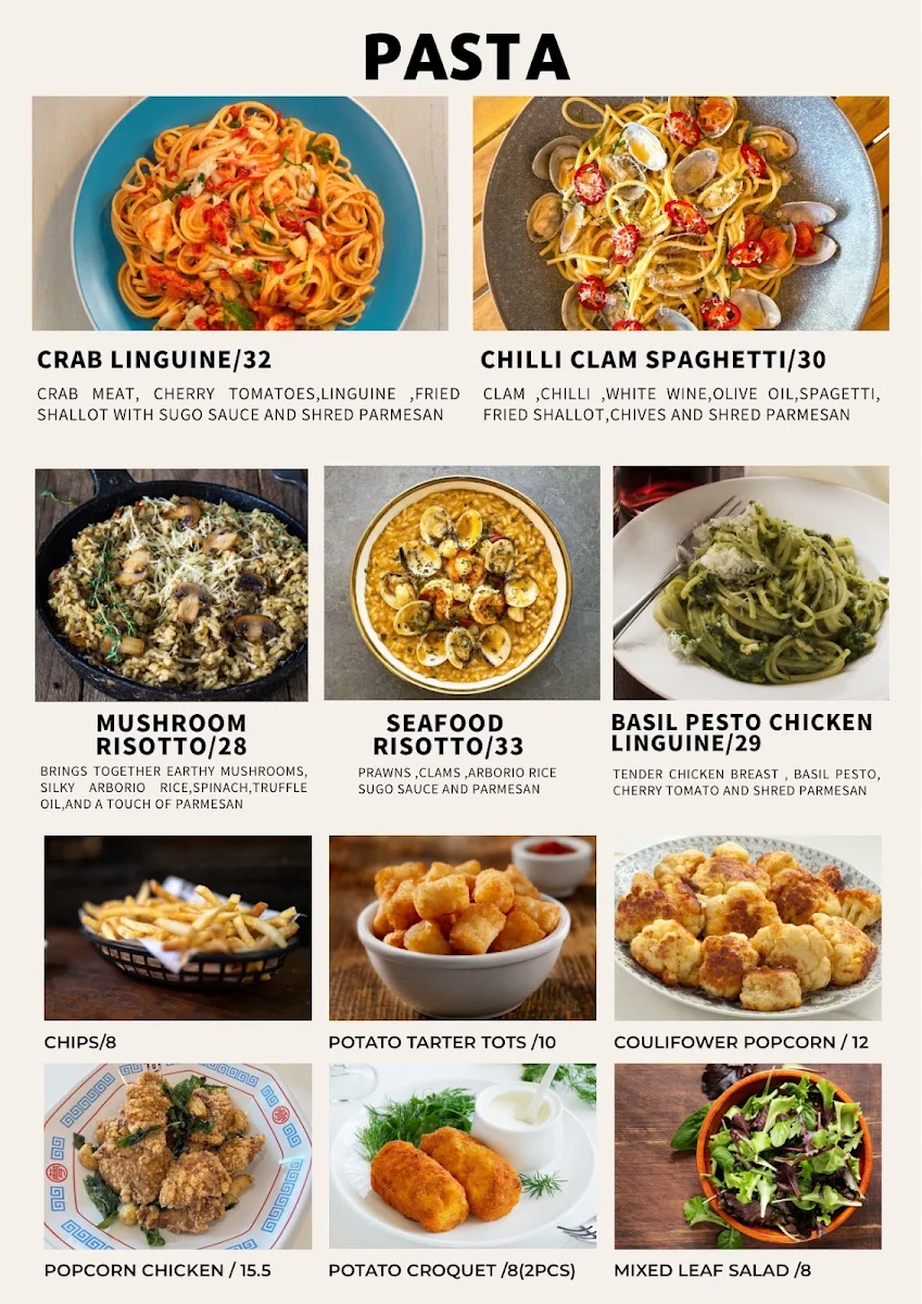 Menu, YY Cafe and restaurant