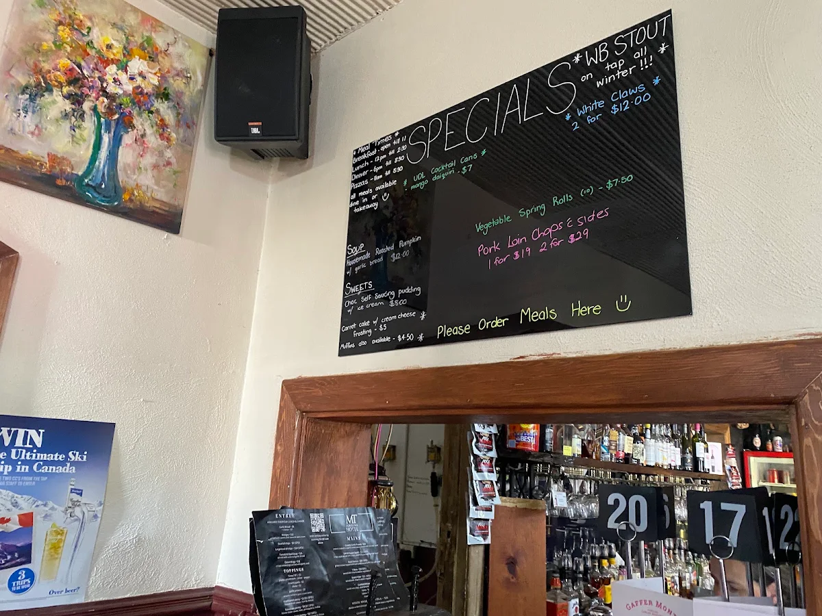 Menu, Mount Torrens Hotel