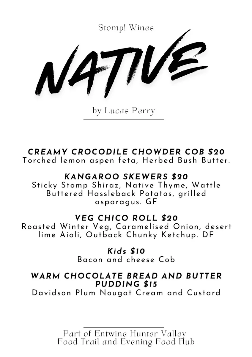 Menu, Entwine Hunter Valley