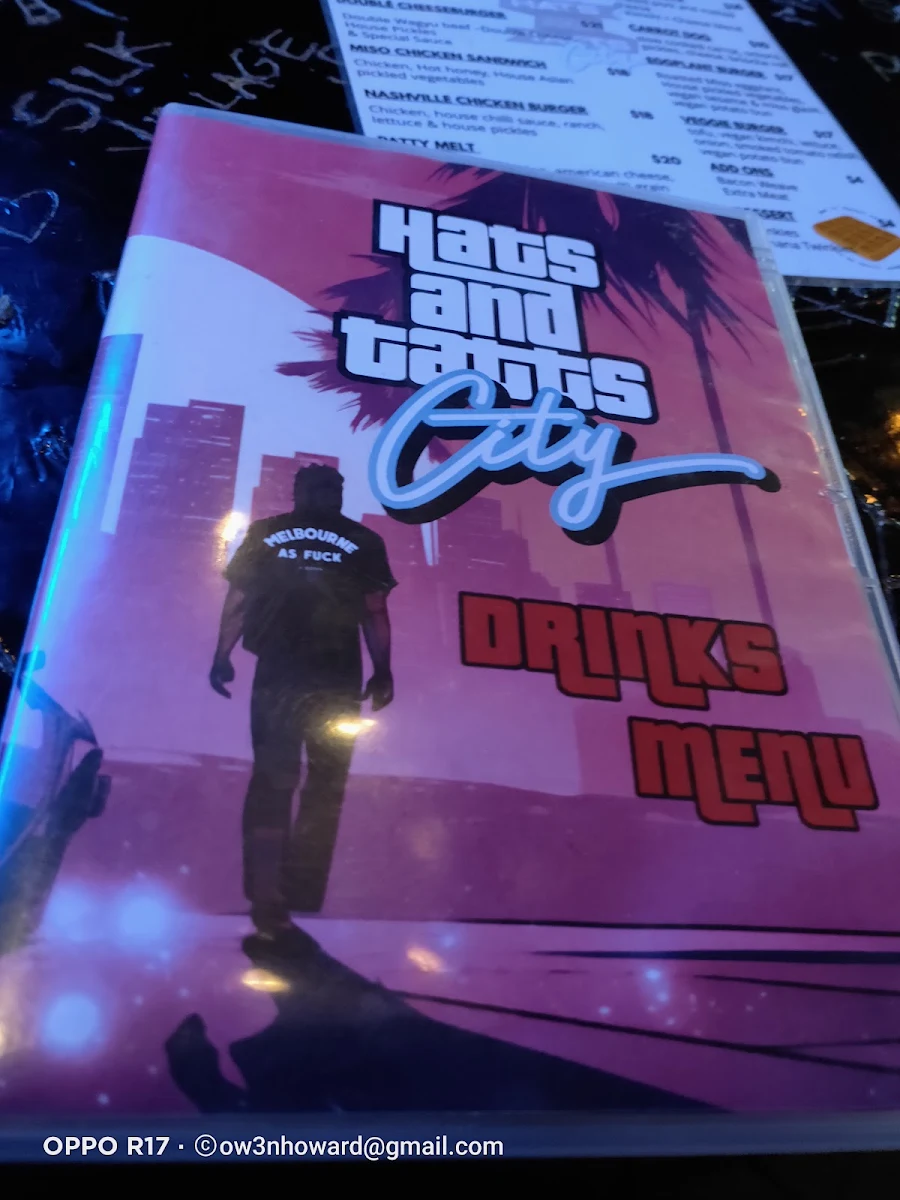 Menu, Hats & Tatts CBD