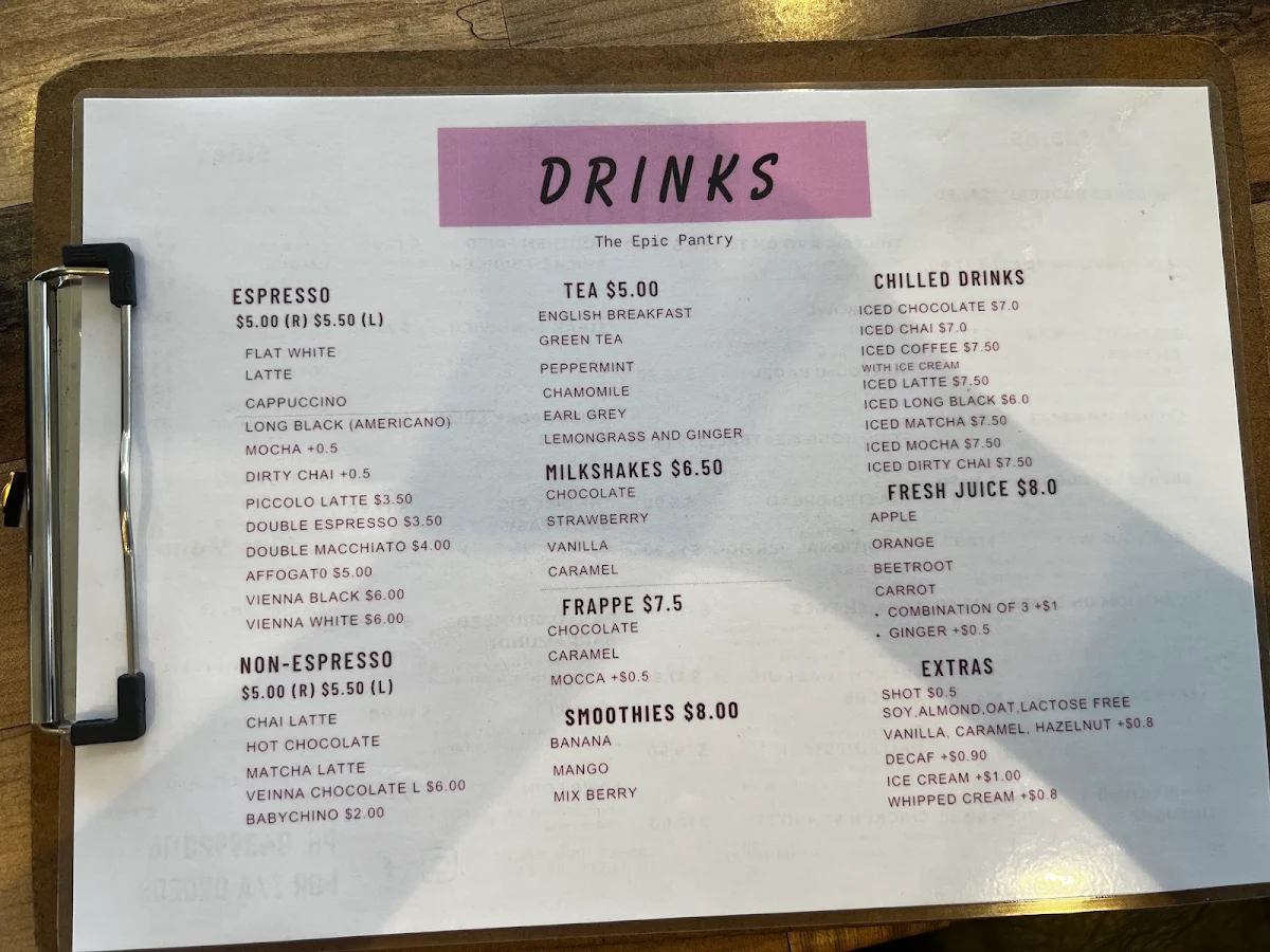 Menu, The Epic Pantry