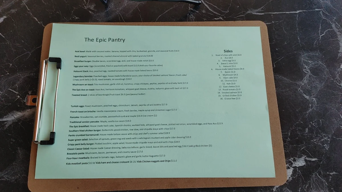 Menu, The Epic Pantry
