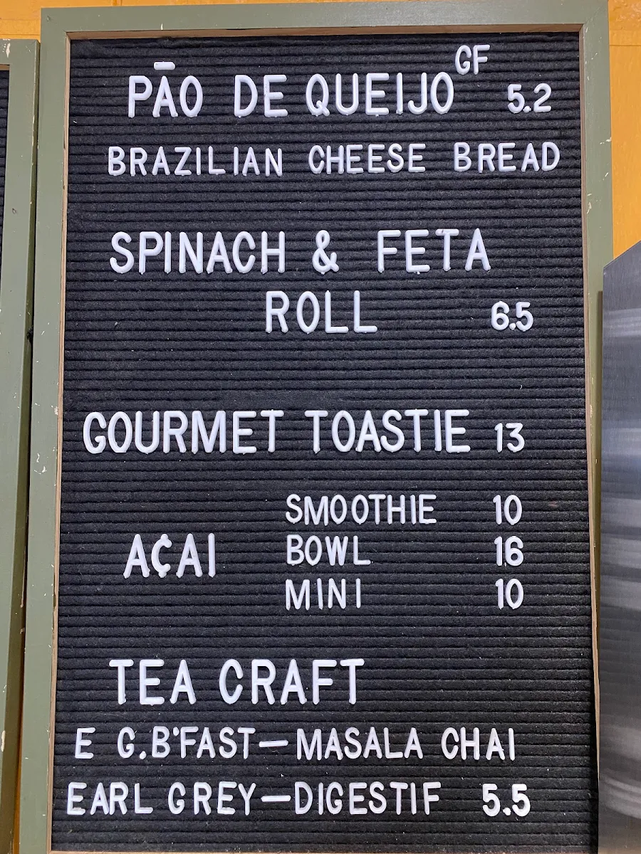 Menu, Hope Road - Espresso bar