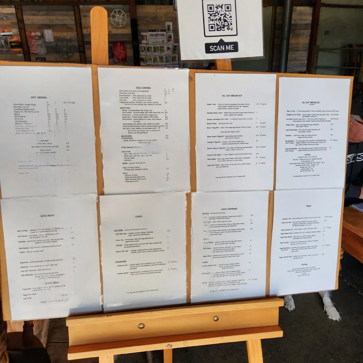 Menu, Cafe inu