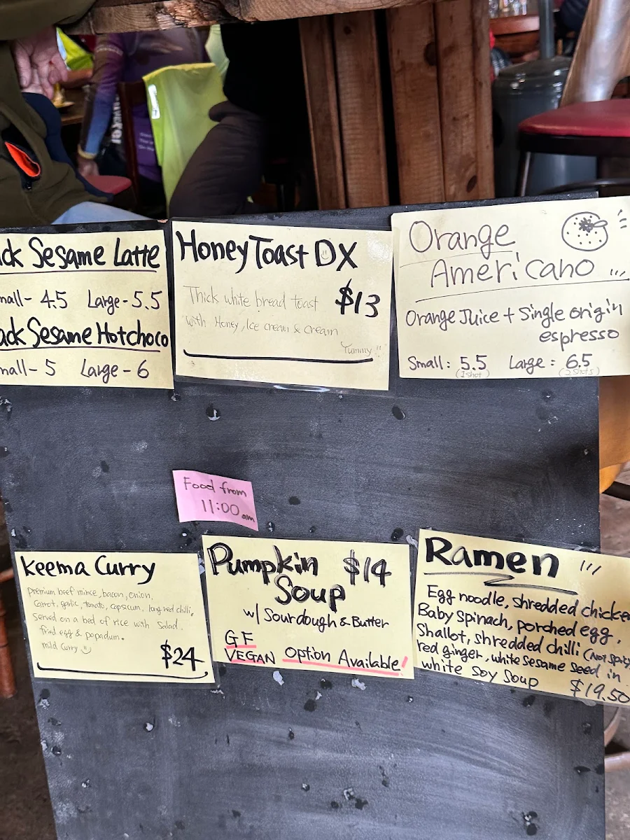 Menu, Cafe inu
