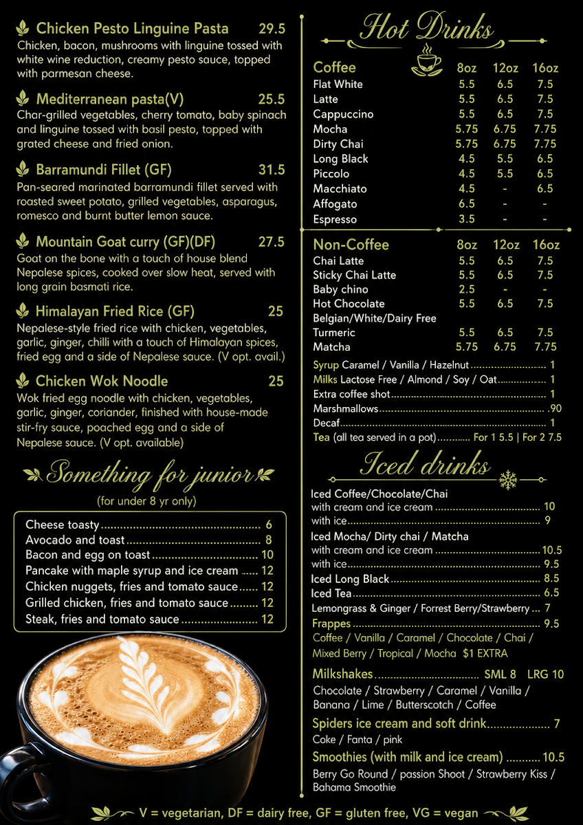 Menu, Chai House Cafe Ripley