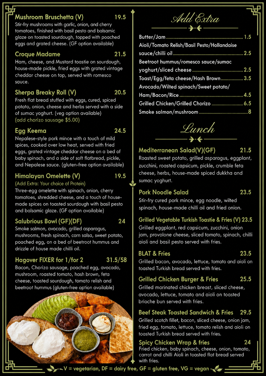 Menu, Chai House Cafe Ripley