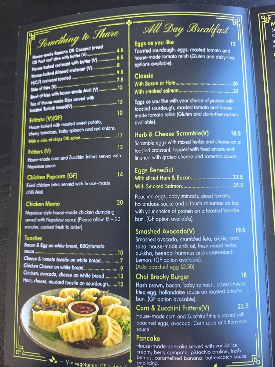 Menu, Chai House Cafe Ripley