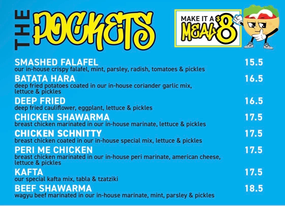 Menu, Bite me pockets