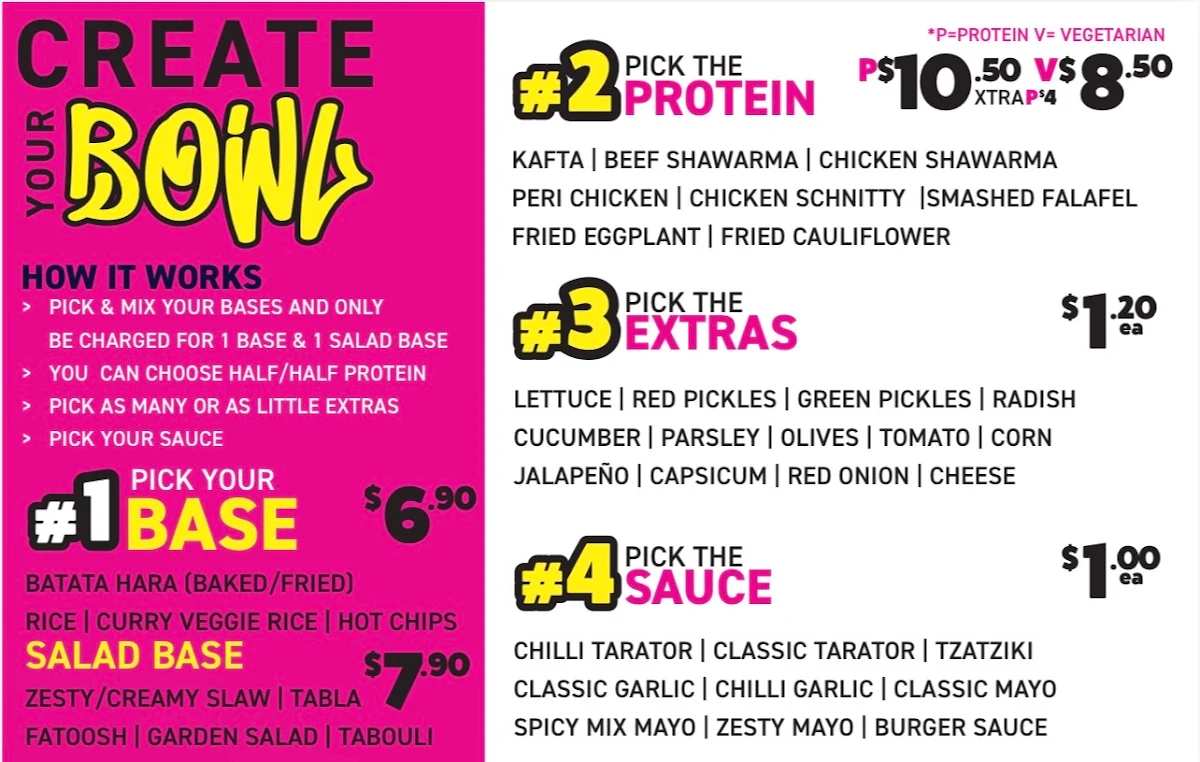 Menu, Bite me pockets