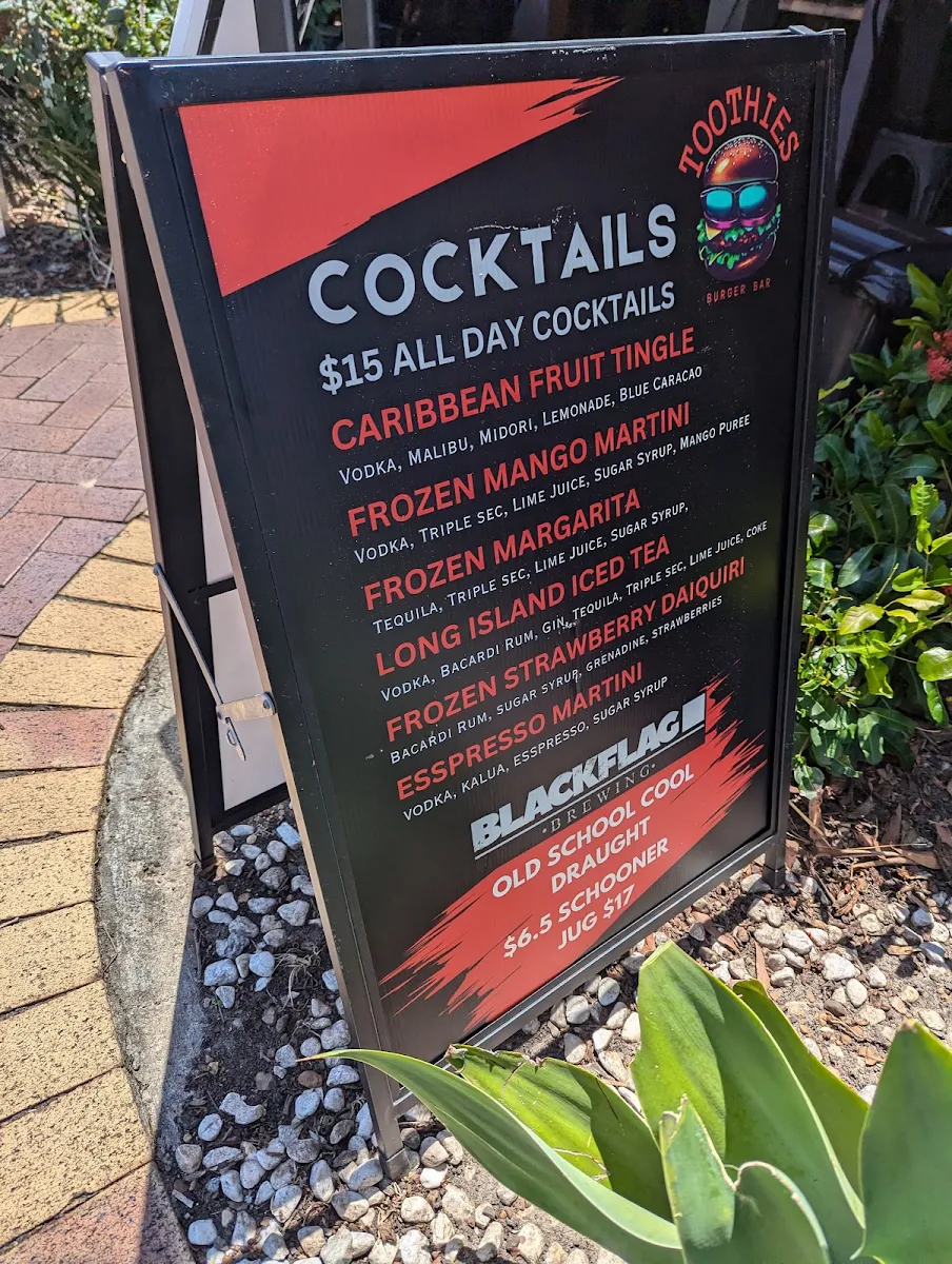 Menu, Toothies Burger Bar