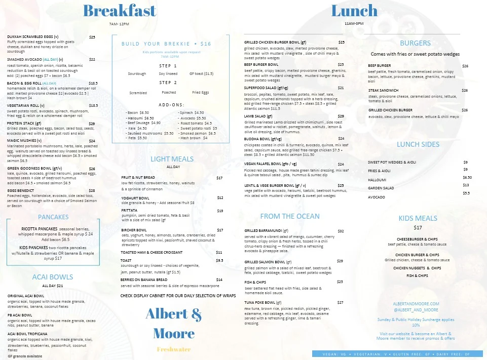 Menu, Albert & Moore