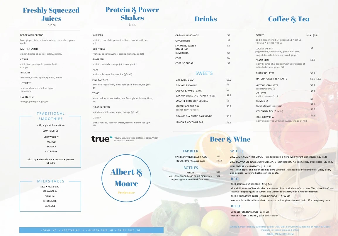 Menu, Albert & Moore